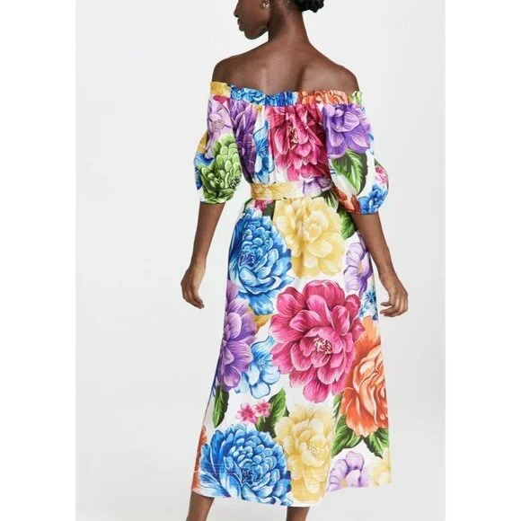 FARM Rio Rainbow Chita Off-The-Shoulder Puff-Sleeve Maxi Dress $225 - Picture 2 of 12